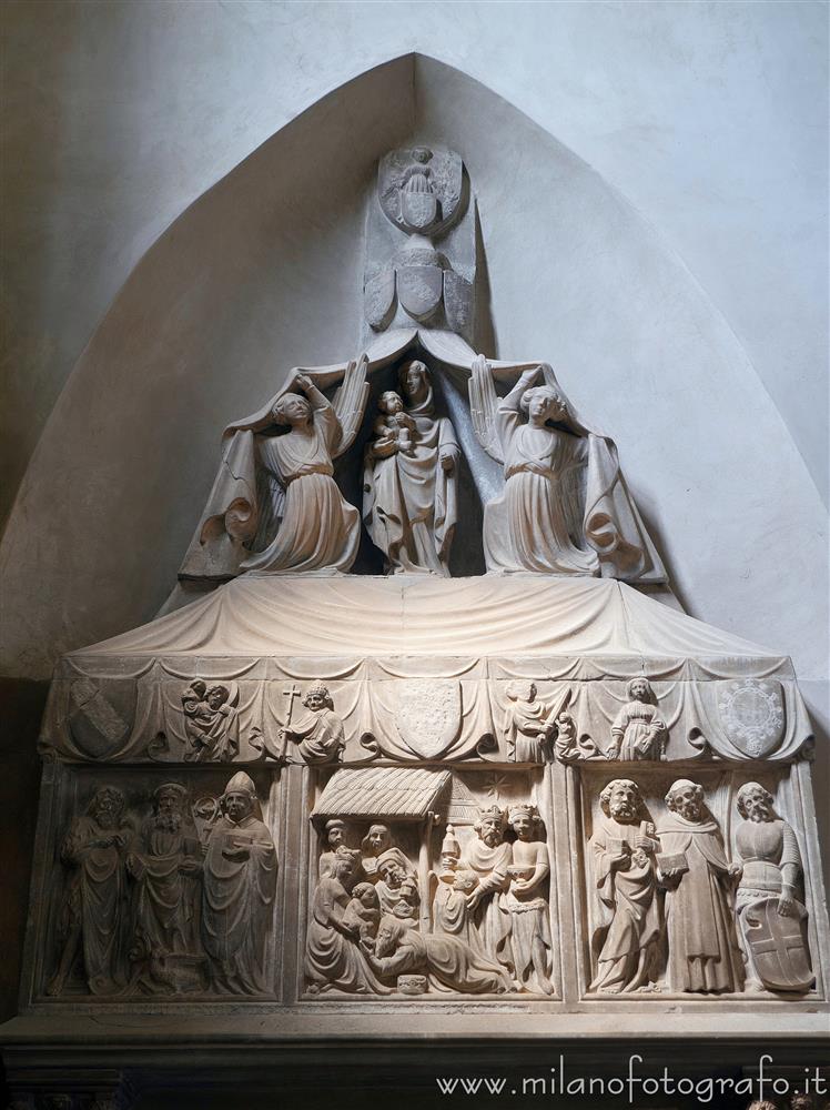 Milan (Italy) - Sarcophagus of the Sepulchral monument of Gaspare Visconti in the Basilica of Sant'Eustorgio